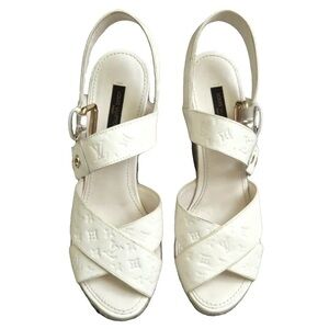 Louis Vuitton Embossed Logo Espadrille Heels